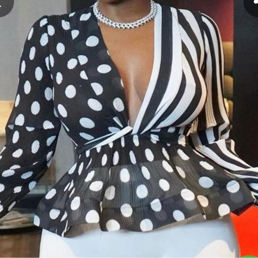 Polka dot and strip blouse NWT
